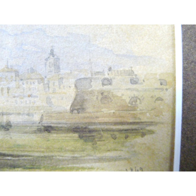 Adolphe d'HASTREL (1805-1874), CIVITAVECCHIA, ITALIE, Aquarelle.1849