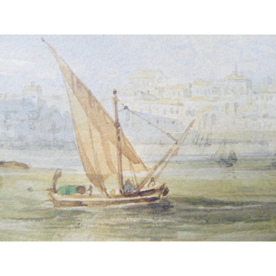 Adolphe d'HASTREL (1805-1874), CIVITAVECCHIA, ITALIE, Aquarelle.1849
