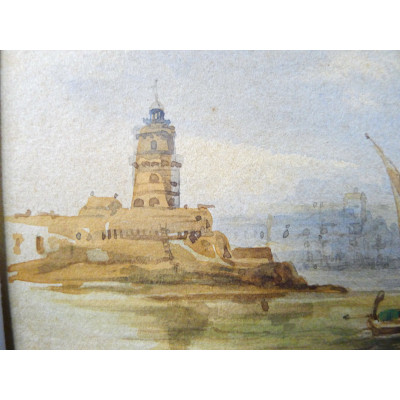 Adolphe d'HASTREL (1805-1874), CIVITAVECCHIA, ITALIE, Aquarelle.1849