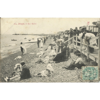 CPA: DIEPPE, Les BAINS, Animation, vers 1900.