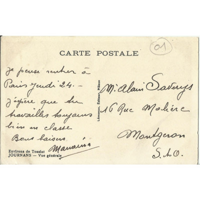 CPA: JOURNANS, Vue Générale, vers 1950.