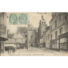 CPA: NOGENT-le-ROI, GRAND-RUE et EGLISE SAINT-SULPICE, vers 1900